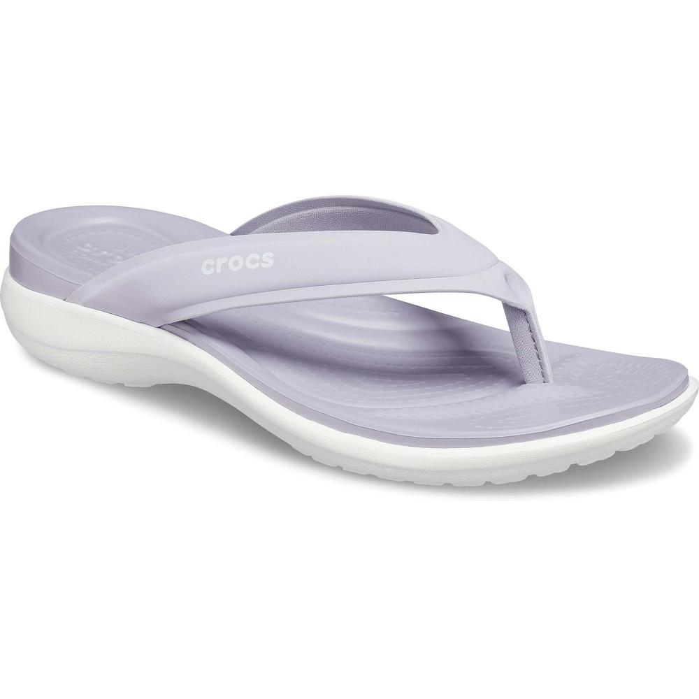 Purple Women's Crocs Capri V Sporty Flip Flops | NZ 0202ZUTG